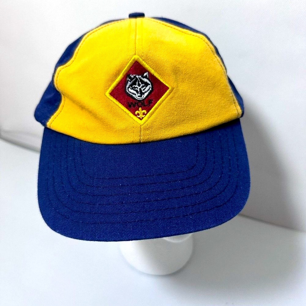 Cub Hat S/M Scouts Wolves Patch Trucker Boy Scouts Cap Snap Back Twill USA